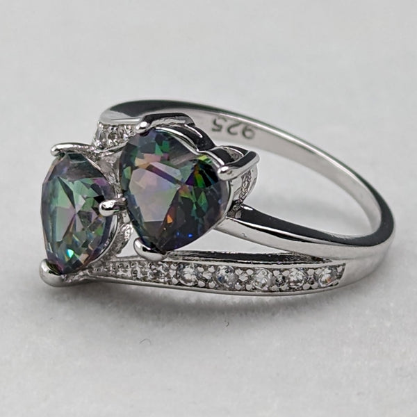 英国ヴィンテージジュエリー マルチカラー 純銀 トワエモアリング(9.5号)指輪